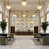 Luzon Print Jade | Kravet - Hotel Lobby Visualization (AI-generated, may not be to scale. Verify pattern scale with product specifications.)