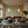 Eldora Print Juniper/Leaf | Kravet - Hotel Lobby Visualization (AI-generated, may not be to scale. Verify pattern scale with product specifications.)