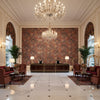 Granada Print Ruby | Kravet - Hotel Lobby Visualization (AI-generated, may not be to scale. Verify pattern scale with product specifications.)