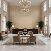 Triana Weave Sand | Kravet - Hotel Lobby Visualization (AI-generated, may not be to scale. Verify pattern scale with product specifications.)