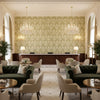 Seville Weave Celadon/Moss | Kravet - Hotel Lobby Visualization (AI-generated, may not be to scale. Verify pattern scale with product specifications.)