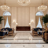 Valencia Sheer Ivory | Kravet - Hotel Lobby Visualization (AI-generated, may not be to scale. Verify pattern scale with product specifications.)