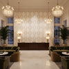 Lillie Sheer ivory | Kravet - Hotel Lobby Visualization (AI-generated, may not be to scale. Verify pattern scale with product specifications.)