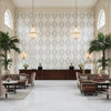Lillie Sheer ivory | Kravet - Hotel Lobby Visualization (AI-generated, may not be to scale. Verify pattern scale with product specifications.)