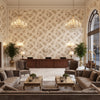 Boutique Floral Sand | Kravet - Hotel Lobby Visualization (AI-generated, may not be to scale. Verify pattern scale with product specifications.)