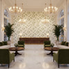 Boutique Floral Celery | Kravet - Hotel Lobby Visualization (AI-generated, may not be to scale. Verify pattern scale with product specifications.)