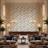 Boutique Floral Delft | Kravet - Hotel Lobby Visualization (AI-generated, may not be to scale. Verify pattern scale with product specifications.)