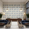 Calico Vine Porcelain | Kravet - Hotel Lobby Visualization (AI-generated, may not be to scale. Verify pattern scale with product specifications.)