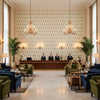 Indiennes Paisley Sea | Kravet - Hotel Lobby Visualization (AI-generated, may not be to scale. Verify pattern scale with product specifications.)