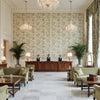 Indiennes Floral Ivy | Kravet - Hotel Lobby Visualization (AI-generated, may not be to scale. Verify pattern scale with product specifications.)
