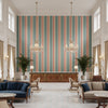 Fisher Stripe Teal/Spice | Kravet - Hotel Lobby Visualization (AI-generated, may not be to scale. Verify pattern scale with product specifications.)