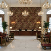 Barwick Velvet Garnet | Kravet - Hotel Lobby Visualization (AI-generated, may not be to scale. Verify pattern scale with product specifications.)