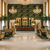 Barwick Velvet Cypress | Kravet - Hotel Lobby Visualization (AI-generated, may not be to scale. Verify pattern scale with product specifications.)