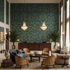 Carswell Velvet Marine/Sky | Kravet - Hotel Lobby Visualization (AI-generated, may not be to scale. Verify pattern scale with product specifications.)