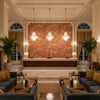 Sakura Print Clay | Kravet - Hotel Lobby Visualization (AI-generated, may not be to scale. Verify pattern scale with product specifications.)