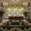 Pashley Print Denim | Kravet - Hotel Lobby Visualization (AI-generated, may not be to scale. Verify pattern scale with product specifications.)