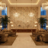 Eden Emb Sage/Stone | Kravet - Hotel Lobby Visualization (AI-generated, may not be to scale. Verify pattern scale with product specifications.)