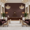 Ultrasuede Green Berry | Kravet - Hotel Lobby Visualization (AI-generated, may not be to scale. Verify pattern scale with product specifications.)