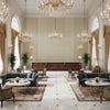 Ultrasuede Green beige | Kravet - Hotel Lobby Visualization (AI-generated, may not be to scale. Verify pattern scale with product specifications.)