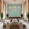Ultrasuede Green seafoam green | Kravet - Hotel Lobby Visualization (AI-generated, may not be to scale. Verify pattern scale with product specifications.)