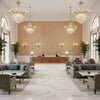 Ultrasuede Green camel | Kravet - Hotel Lobby Visualization (AI-generated, may not be to scale. Verify pattern scale with product specifications.)