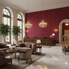Ultrasuede Green burgundy | Kravet - Hotel Lobby Visualization (AI-generated, may not be to scale. Verify pattern scale with product specifications.)