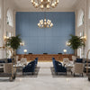 Ultrasuede Green Slate | Kravet - Hotel Lobby Visualization (AI-generated, may not be to scale. Verify pattern scale with product specifications.)