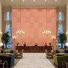 Ultrasuede Green Powder | Kravet - Hotel Lobby Visualization (AI-generated, may not be to scale. Verify pattern scale with product specifications.)
