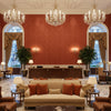 Ultrasuede Green Henna | Kravet - Hotel Lobby Visualization (AI-generated, may not be to scale. Verify pattern scale with product specifications.)