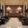 Ultrasuede Green Slate | Kravet - Hotel Lobby Visualization (AI-generated, may not be to scale. Verify pattern scale with product specifications.)