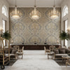 Ultrasuede Green gray | Kravet - Hotel Lobby Visualization (AI-generated, may not be to scale. Verify pattern scale with product specifications.)