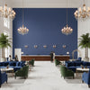 Ultrasuede Green steel blue | Kravet - Hotel Lobby Visualization (AI-generated, may not be to scale. Verify pattern scale with product specifications.)