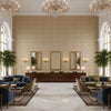 Ultrasuede Green beige | Kravet - Hotel Lobby Visualization (AI-generated, may not be to scale. Verify pattern scale with product specifications.)