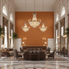 Ultrasuede Green brown | Kravet - Hotel Lobby Visualization (AI-generated, may not be to scale. Verify pattern scale with product specifications.)