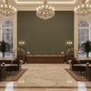 Ultrasuede Green olive | Kravet - Hotel Lobby Visualization (AI-generated, may not be to scale. Verify pattern scale with product specifications.)
