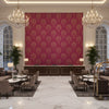 Microsuede raspberry | Kravet - Hotel Lobby Visualization (AI-generated, may not be to scale. Verify pattern scale with product specifications.)