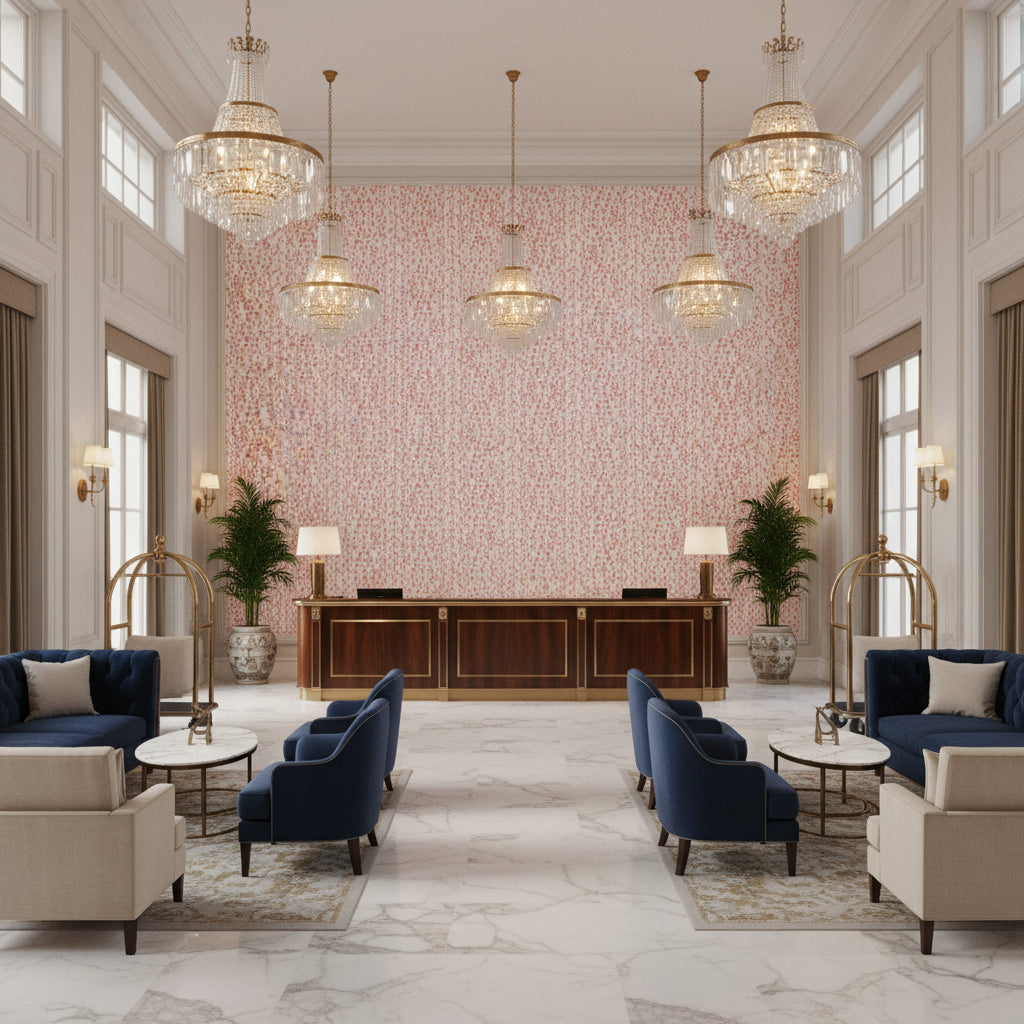 8012138.17.0 | Kravet - Hotel Lobby Visualization (AI-generated, may not be to scale. Verify pattern scale with product specifications.)