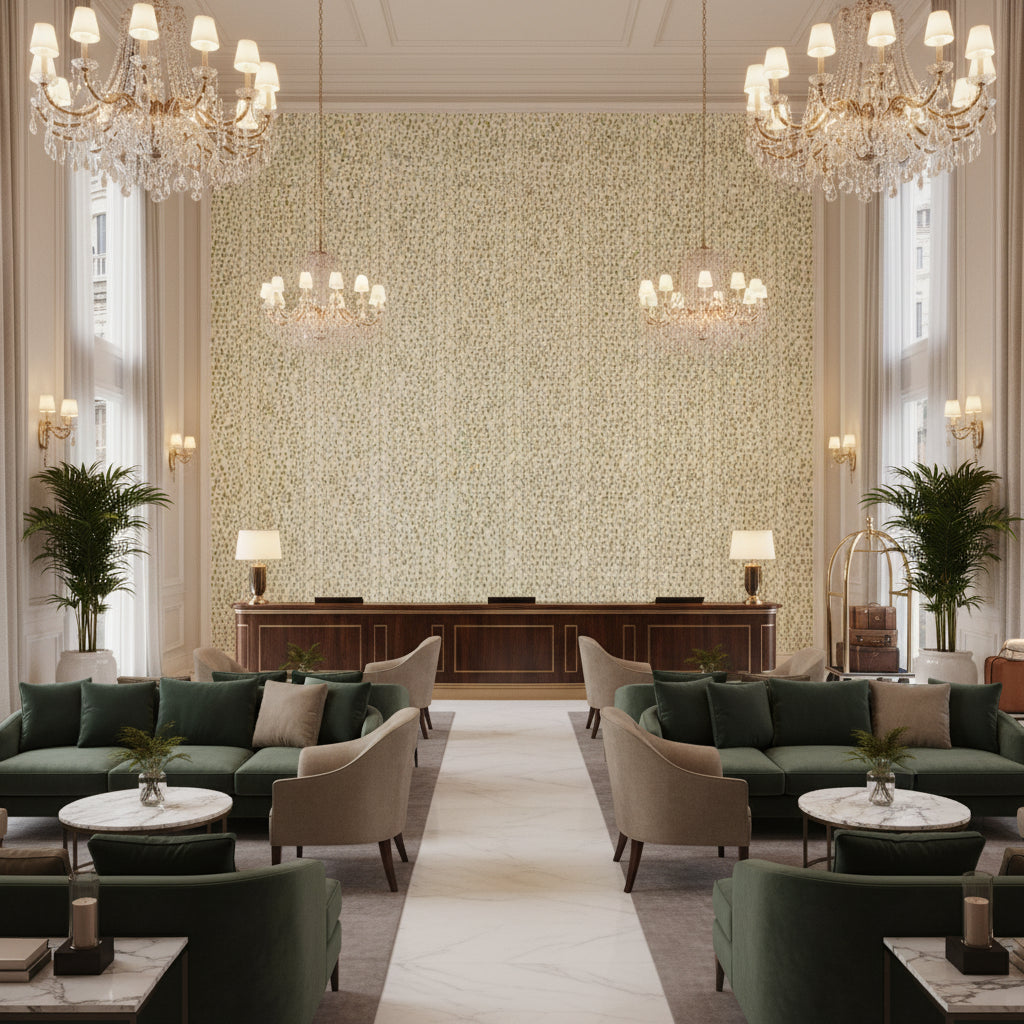 8012138.303.0 | Kravet - Hotel Lobby Visualization (AI-generated, may not be to scale. Verify pattern scale with product specifications.)