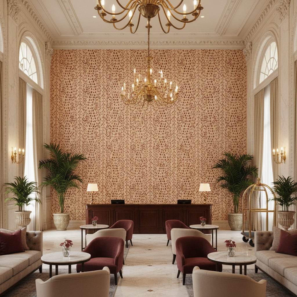 8012138.9.0 | Kravet - Hotel Lobby Visualization (AI-generated, may not be to scale. Verify pattern scale with product specifications.)