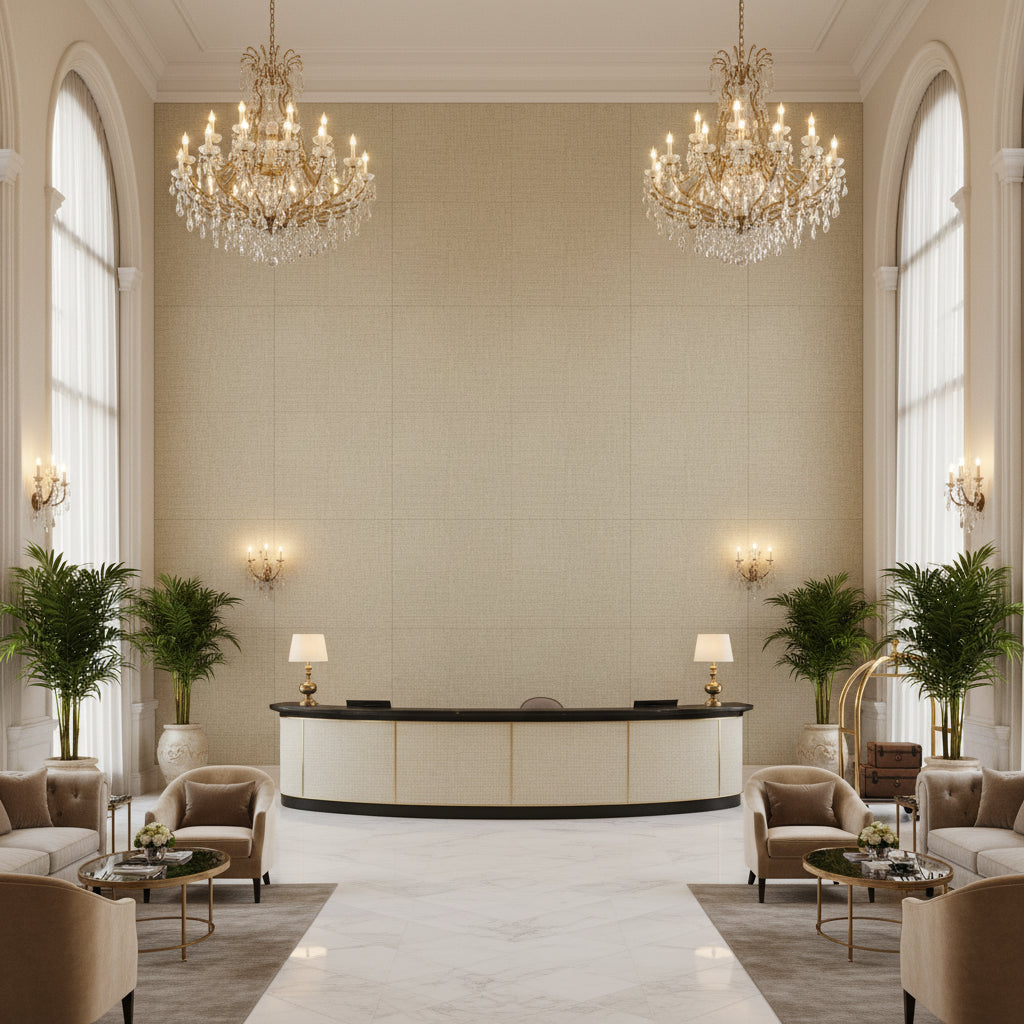 8012140.11.0 | Kravet - Hotel Lobby Visualization (AI-generated, may not be to scale. Verify pattern scale with product specifications.)