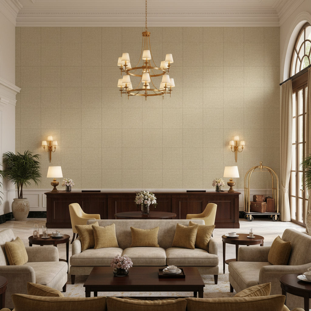 8012140.16.0 | Kravet - Hotel Lobby Visualization (AI-generated, may not be to scale. Verify pattern scale with product specifications.)