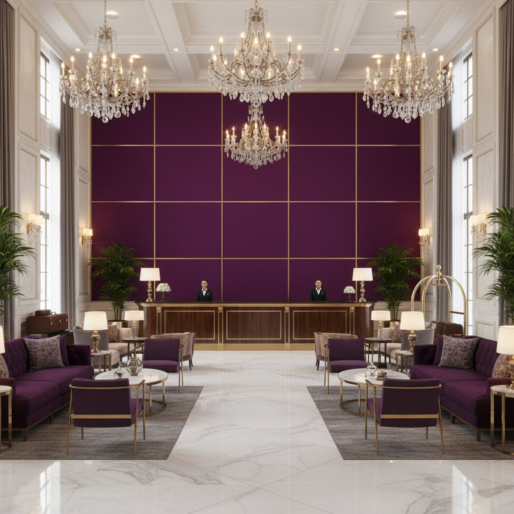 8013149.1010.0 | Kravet - Hotel Lobby Visualization (AI-generated, may not be to scale. Verify pattern scale with product specifications.)
