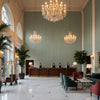 8013149.1115.0 | Kravet - Hotel Lobby Visualization (AI-generated, may not be to scale. Verify pattern scale with product specifications.)