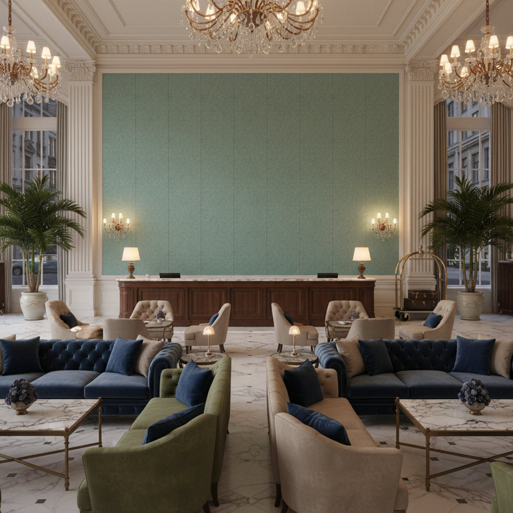 8013149.1613.0 | Kravet - Hotel Lobby Visualization (AI-generated, may not be to scale. Verify pattern scale with product specifications.)