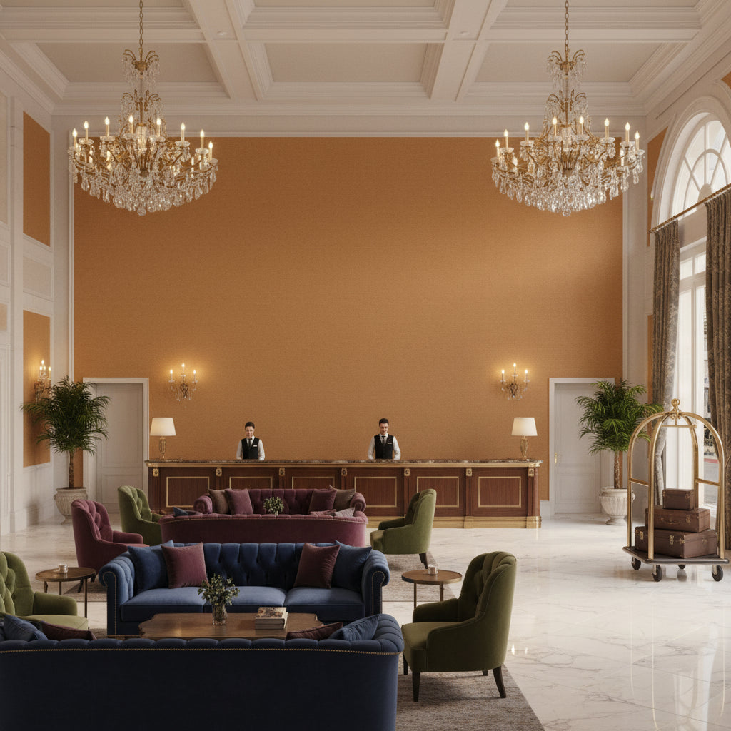 8013149.1616.0 | Kravet - Hotel Lobby Visualization (AI-generated, may not be to scale. Verify pattern scale with product specifications.)