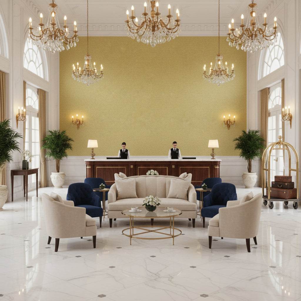 8013149.23.0 | Kravet - Hotel Lobby Visualization (AI-generated, may not be to scale. Verify pattern scale with product specifications.)