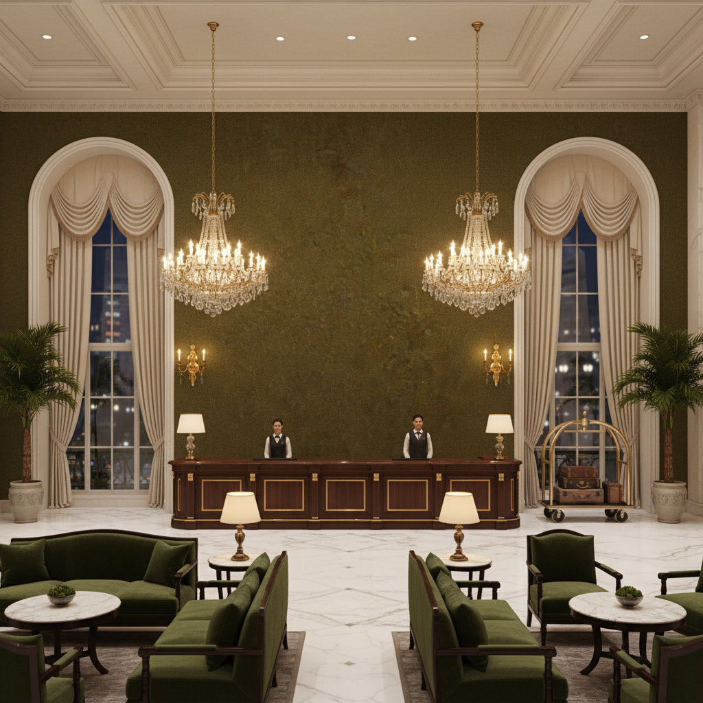 8013149.30.0 | Kravet - Hotel Lobby Visualization (AI-generated, may not be to scale. Verify pattern scale with product specifications.)