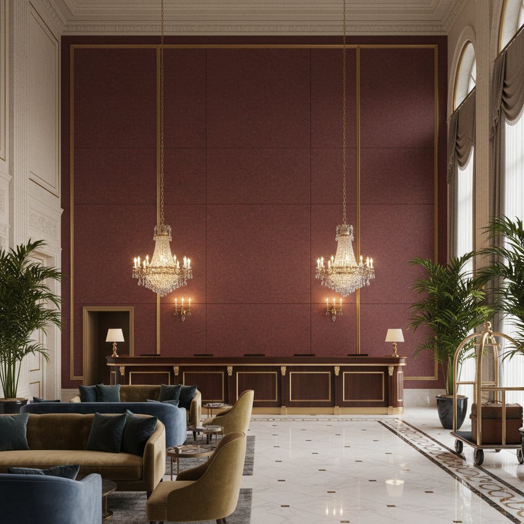 8013149.519.0 | Kravet - Hotel Lobby Visualization (AI-generated, may not be to scale. Verify pattern scale with product specifications.)