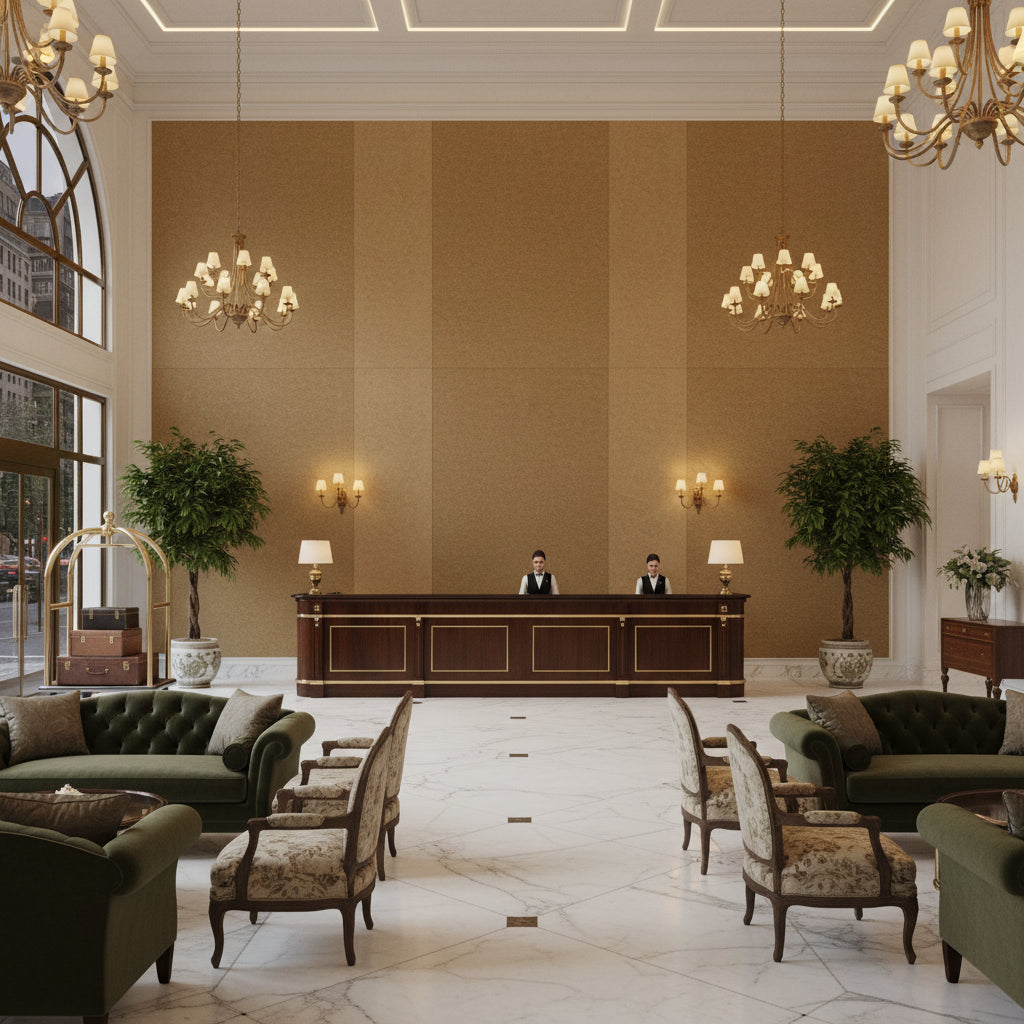 8013149.606.0 | Kravet - Hotel Lobby Visualization (AI-generated, may not be to scale. Verify pattern scale with product specifications.)