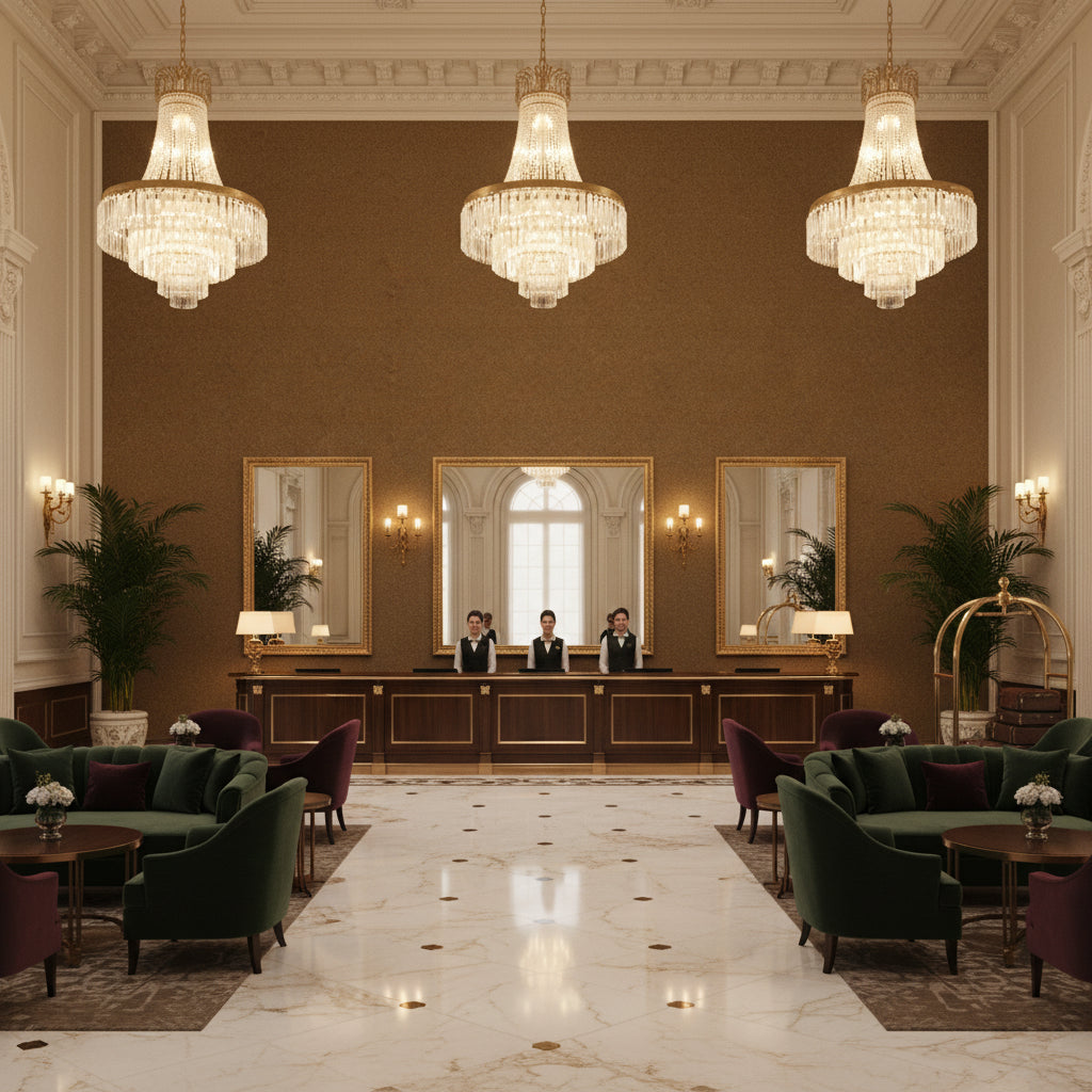 8013149.624.0 | Kravet - Hotel Lobby Visualization (AI-generated, may not be to scale. Verify pattern scale with product specifications.)